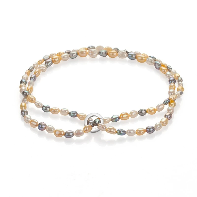 Колие Swan Pearls CA464NK, Барокови Шампанови Перли, Сребро